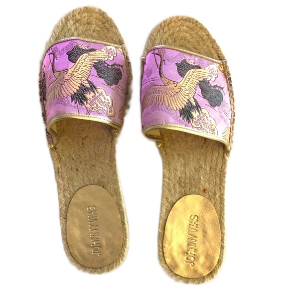 Johnny Was SZ 9M Lilac Brocade Crane Espidrille Sandals NWOT - Picture 3 of 7